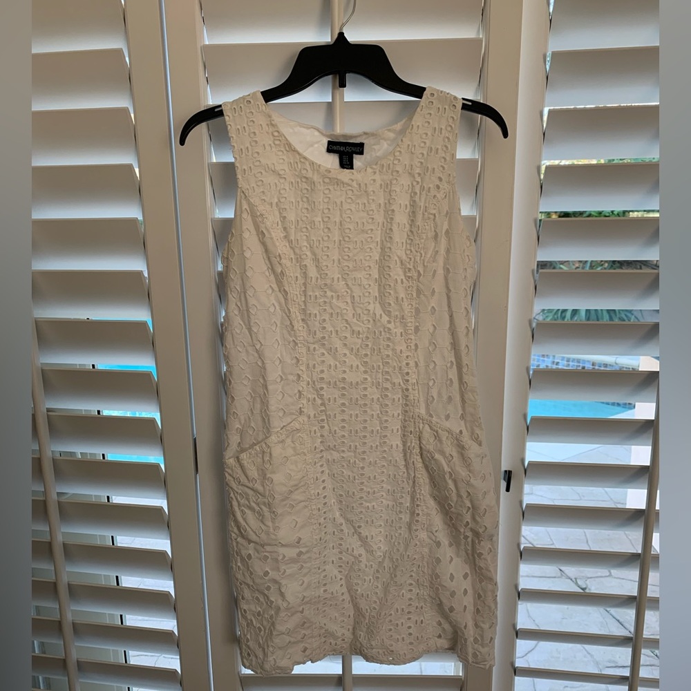 Cynthia Rowley White Eyelet Dress W/ Pockets!